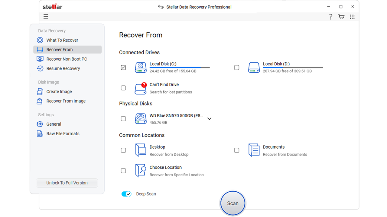Deep Scan: software de recuperación de datos Stellar