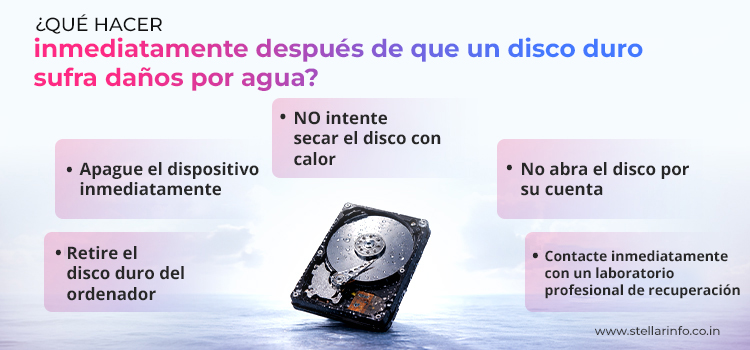 Qué hacer inmediatamente después de que un disco duro sufra daños por agua