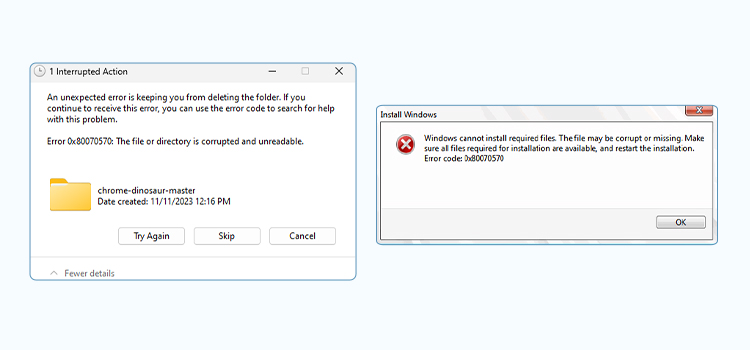 Código de error 0x80070570