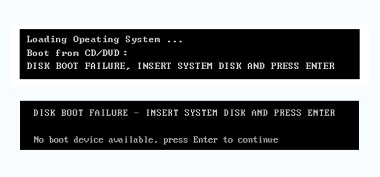 Error de arranque del disco. Inserte el disco del sistema y pulse Intro.