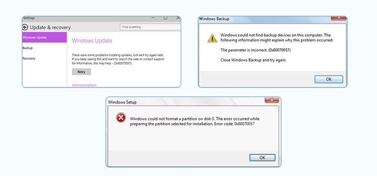 Código de error: 0x80070057