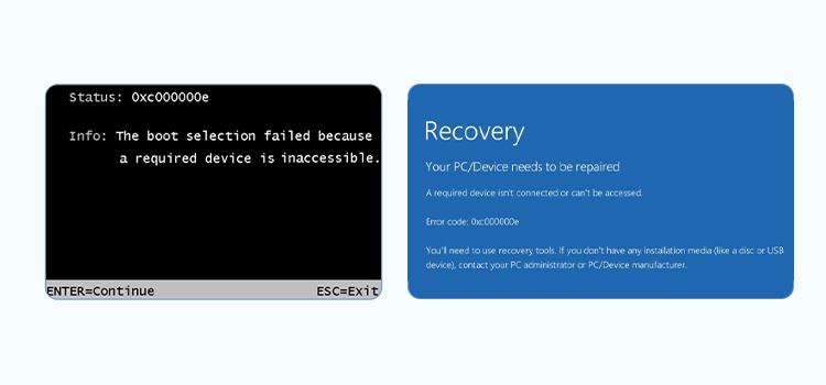 Código de error: 0xC000000E