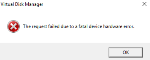 La solicitud falló debido a un error fatal de hardware del dispositivo.