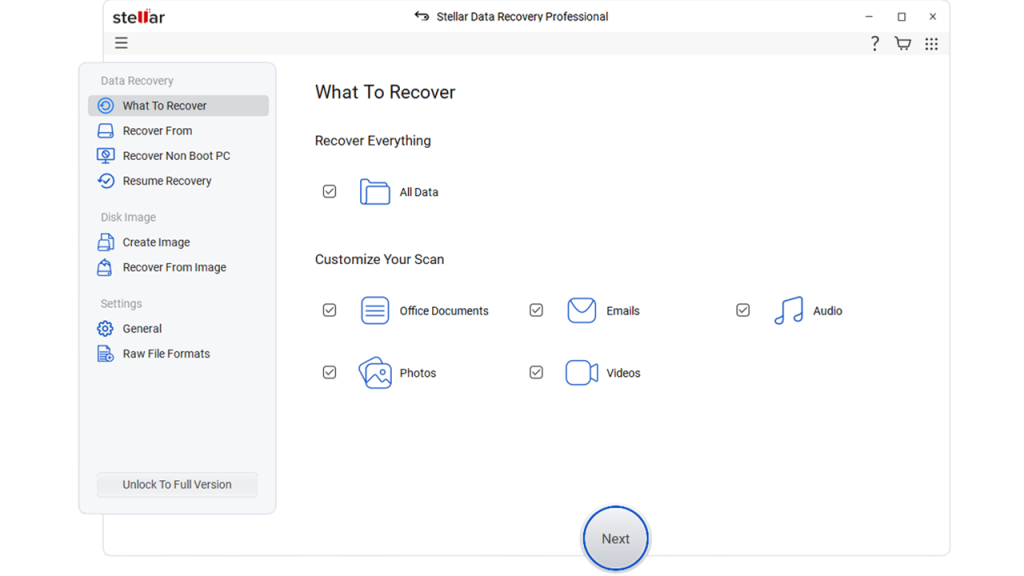 Qué recuperar: Stellar Data Recovery
