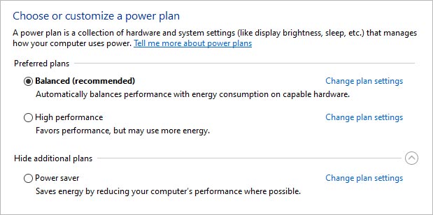 elegir o personalizar un plan de energía