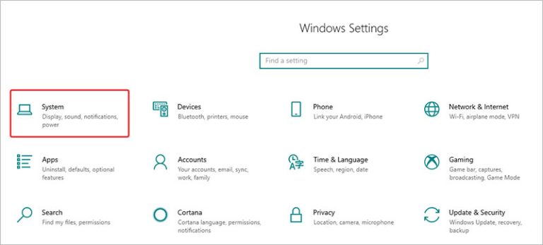 Selecciona el sistema en la configuración