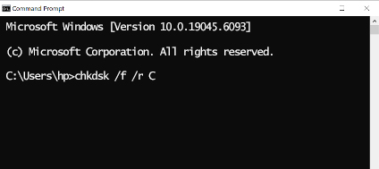 Escribe chkdsk C