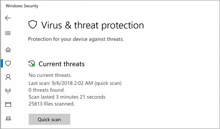 Haga clic en «Protección contra virus y amenazas».